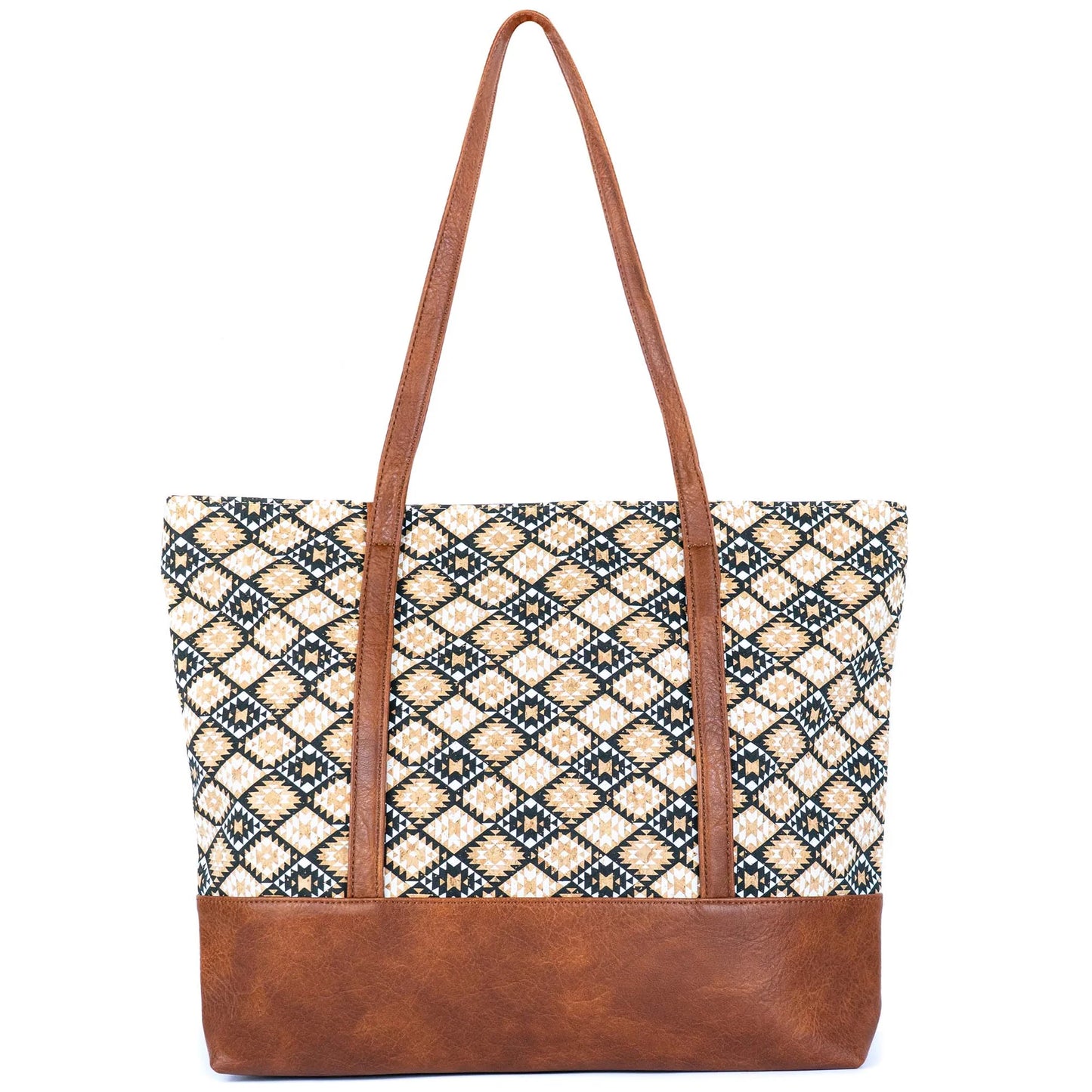 Shoulder Tote Bag with Vegan Leather Straps- Natural cork Bag