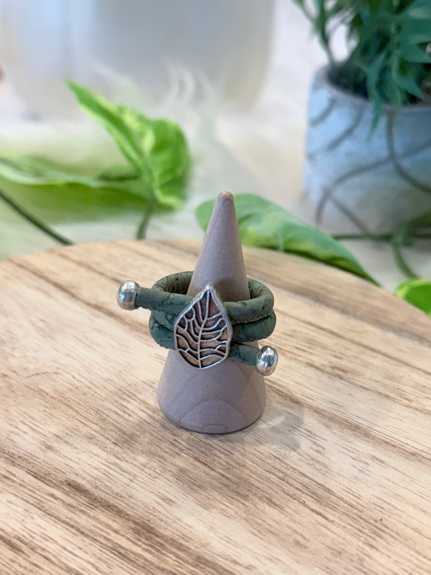 Ring Colorful Leaves ring handmade Cork Rings