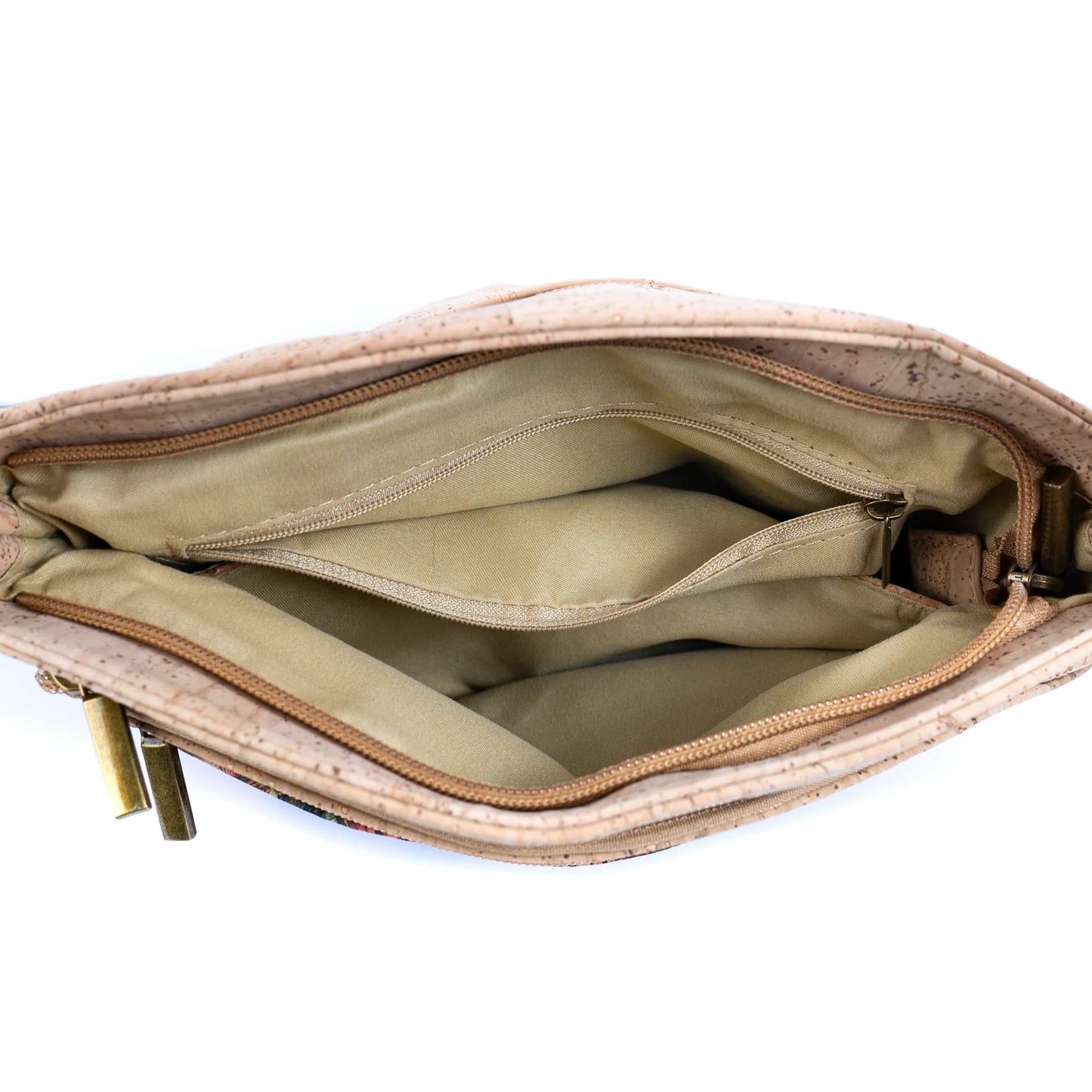 Crossbody Bag with Adjustable Shoulder Strap-Multi-Pocket Cork Crossbody Bag