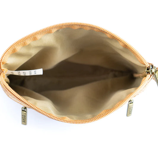 Crossbody Natural Cork Bag with Dual Front Zippers