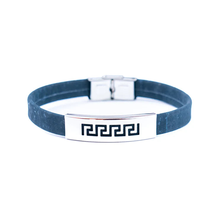 Bracelet -Handmade Unisex Bracelet β 10mm Flat Colored Cork Cord with Stainless Steel Hardware