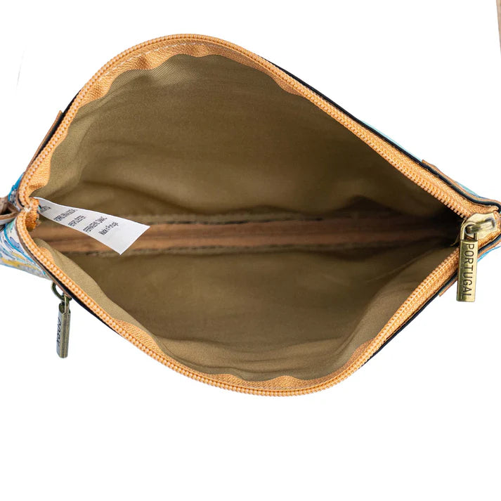 Crossbody - natural Cork Crossbody Bag with Floral Trim