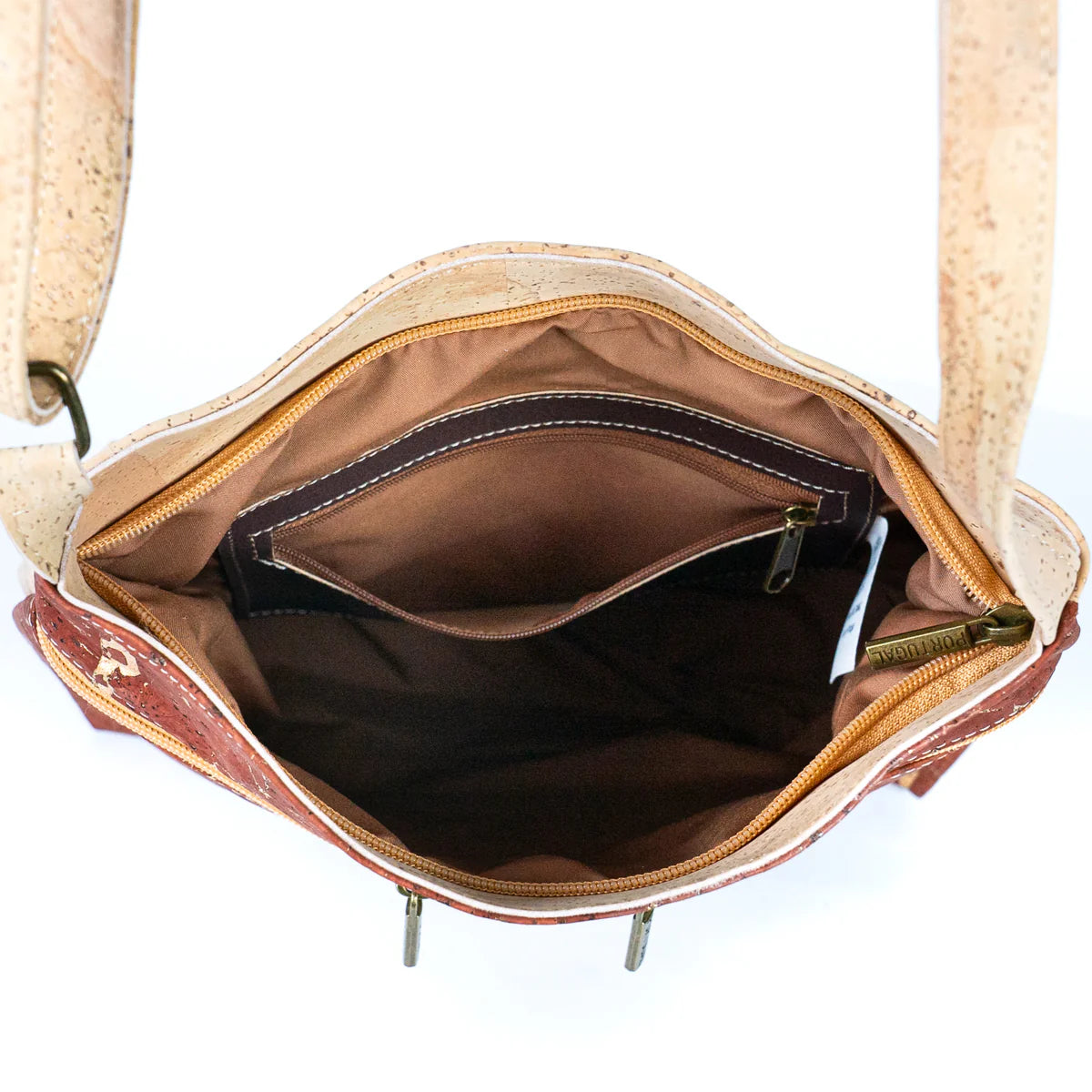 Crossbody Natural Cork Crossbody Bag with Zipper Detail
