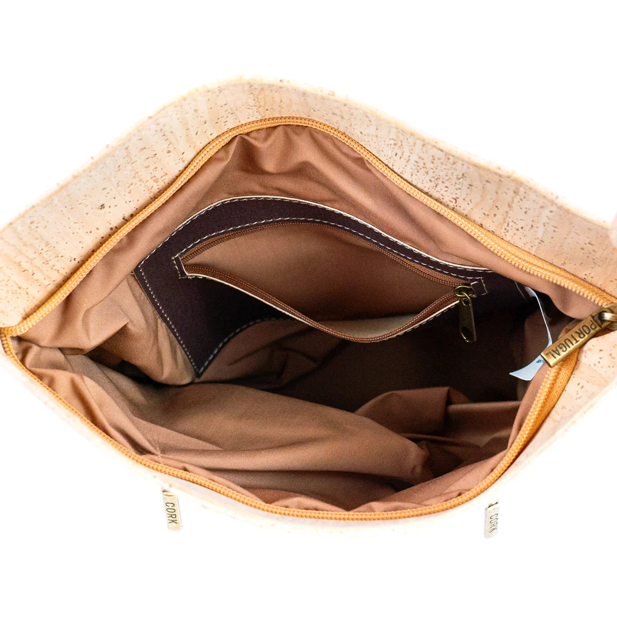 Crossbody- Natural Cork Women's Crossbody Bag with Zippers