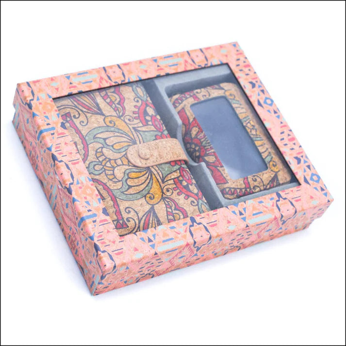 Wallet set - Natural Cork Material Gift Box Wallet for Women, 2-Piece Med