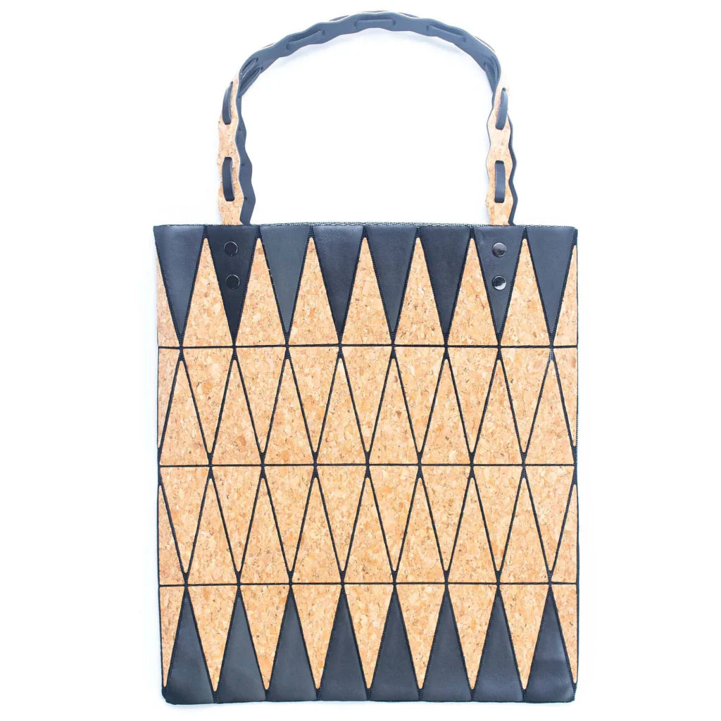 Shoulder Natural cork Geometric women Cork Tote-greem