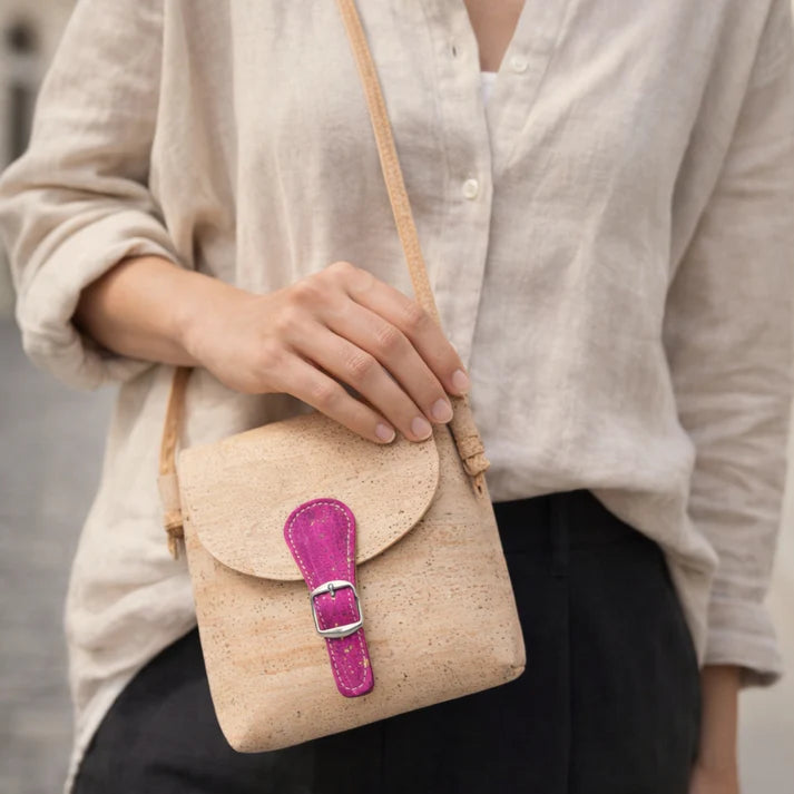 Crossbody Bag  Natural cork Lightweight Mini Shoulder Bag — Natural Cork Inside & Out