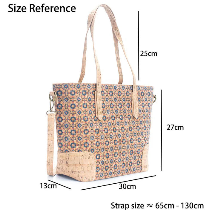 Shoulder Tote Bag -  Natural Cork with summer Design: Women's Tote Bag