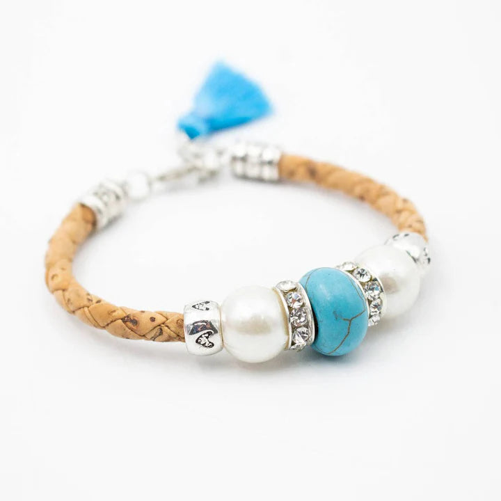 Necklace set Natural cork Azure Tassel cork necklace
