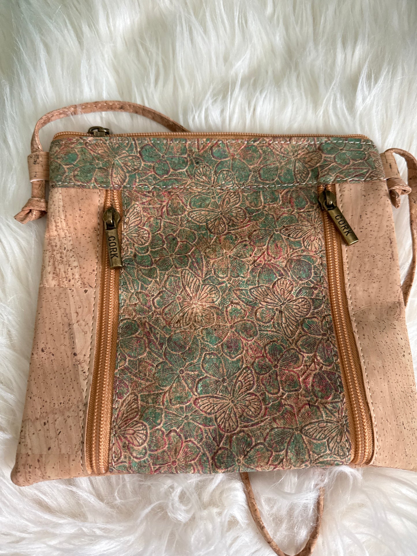 Crossbody Natural Cork Crossbody Bag with Unique Patterns