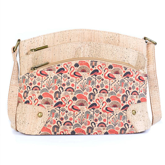 Crossbody Bag with Adjustable Shoulder Strap-Multi-Pocket Cork Crossbody Bag