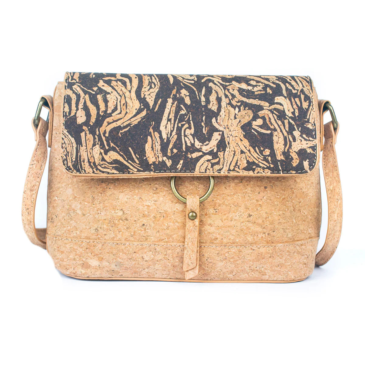 Crossbody Bag - Natural Cork  and Coffee Bean Fusion Unisex Crossbody Bag