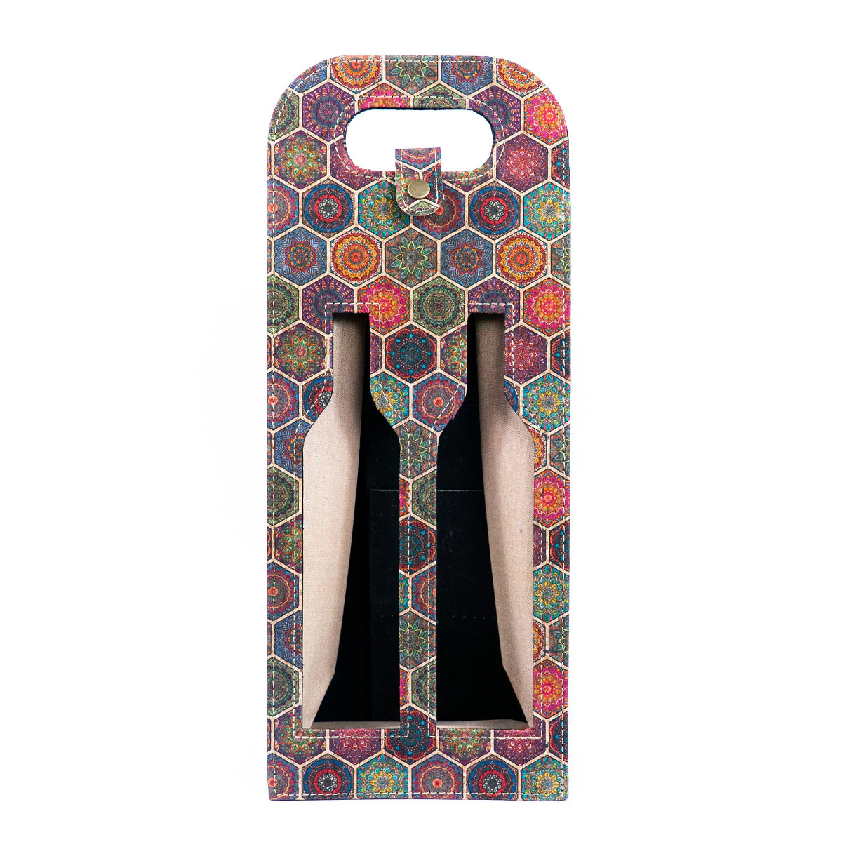Cork Wine Carrier and Gift Bag-Dual-Bottle Bohemian Cork Wine Carrier and Gift Bag