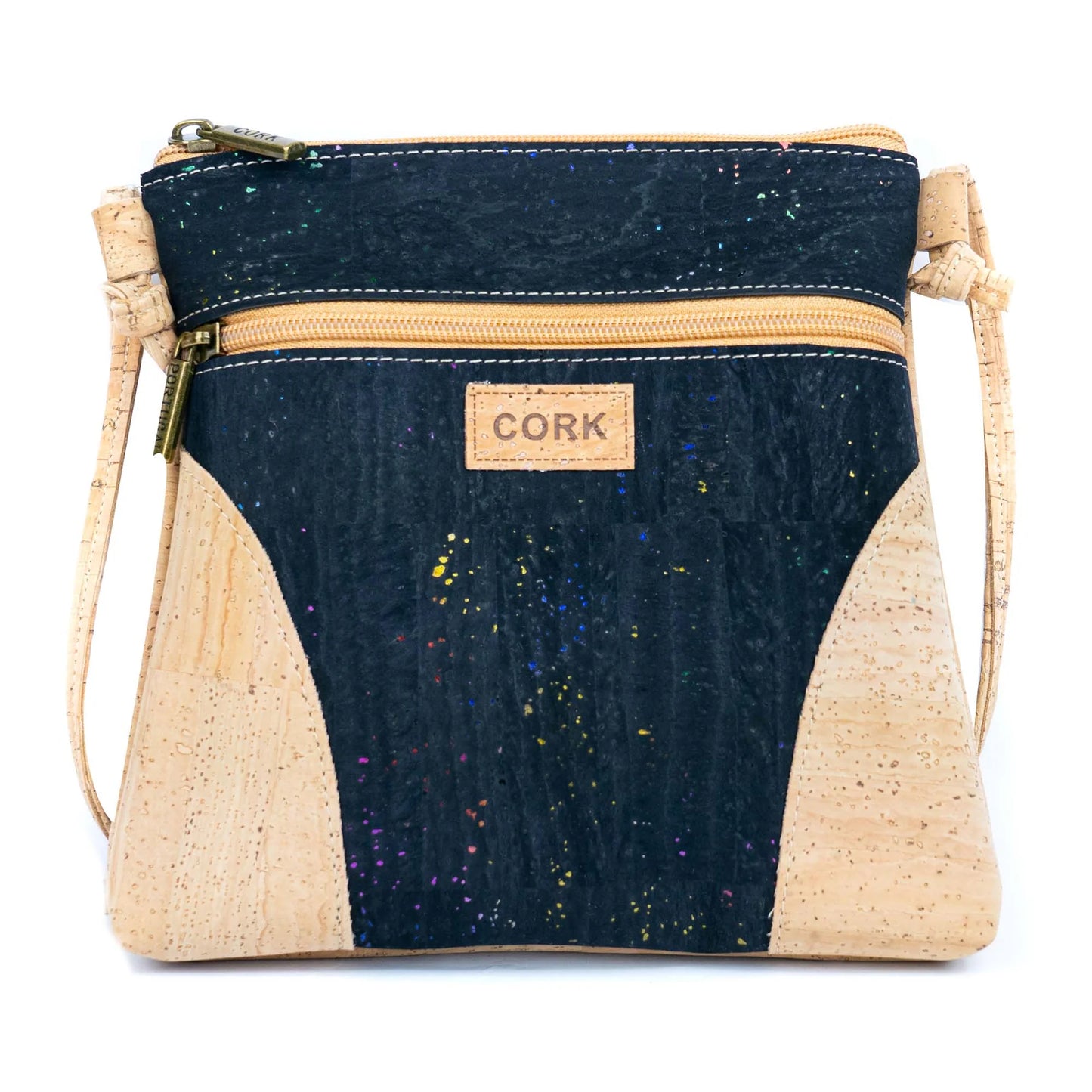 Crossbody Bag – Natural Cork Vegan Shoulder Purse with Zipper Pocket