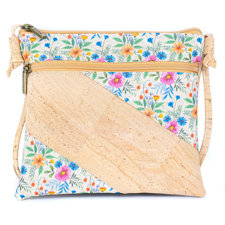 Crossbody natural cork  Diagonal Patch Cork Crossbody Bag
