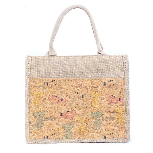Tote Handbag-Cork & Jute Tote Handbag