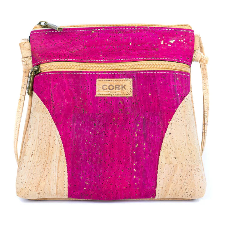 Crossbody Bag – Natural Cork Vegan Shoulder Purse with Zipper Pocket