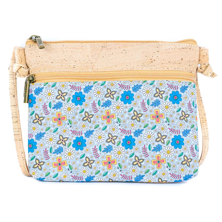 Crossbody Natural Cork  Bag Floral Print Cork Crossbody Bag