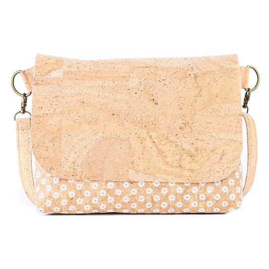 Crossbody Shoulder Bag- Natural Cork Crossbody Shoulder Bag – Vegan Leather Purse with Magnetic Flap Closure