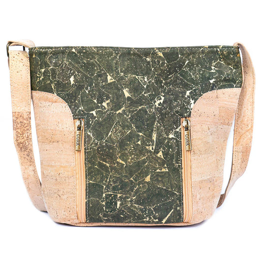 Crossbody- Natural Cork Women's Crossbody Bag with Zippers