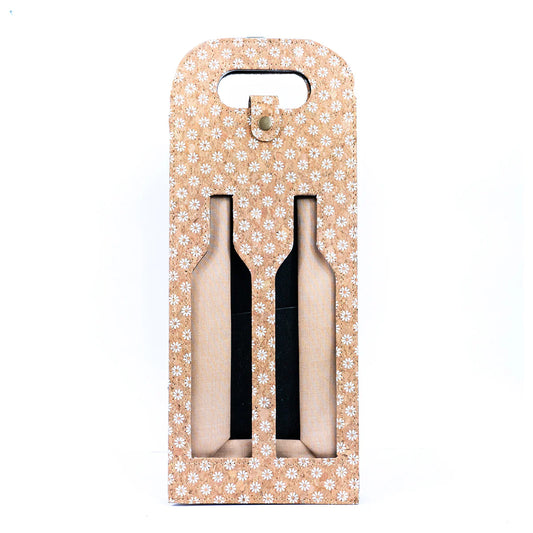 Cork Wine Carrier and Gift Bag-Dual-Bottle Bohemian Cork Wine Carrier and Gift Bag
