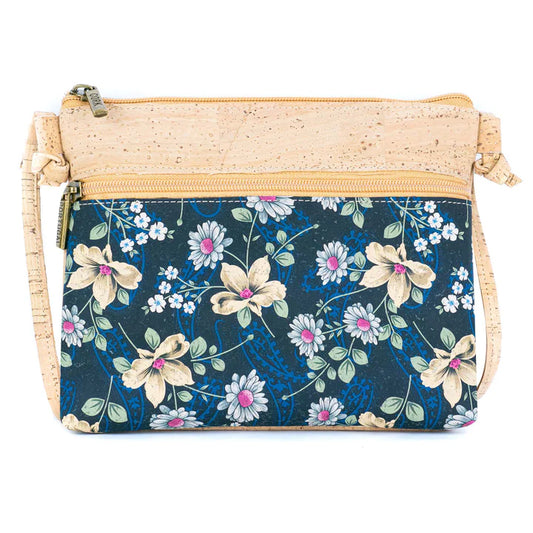 Crossbody Natural Cork  Bag Floral Print Cork Crossbody Bag