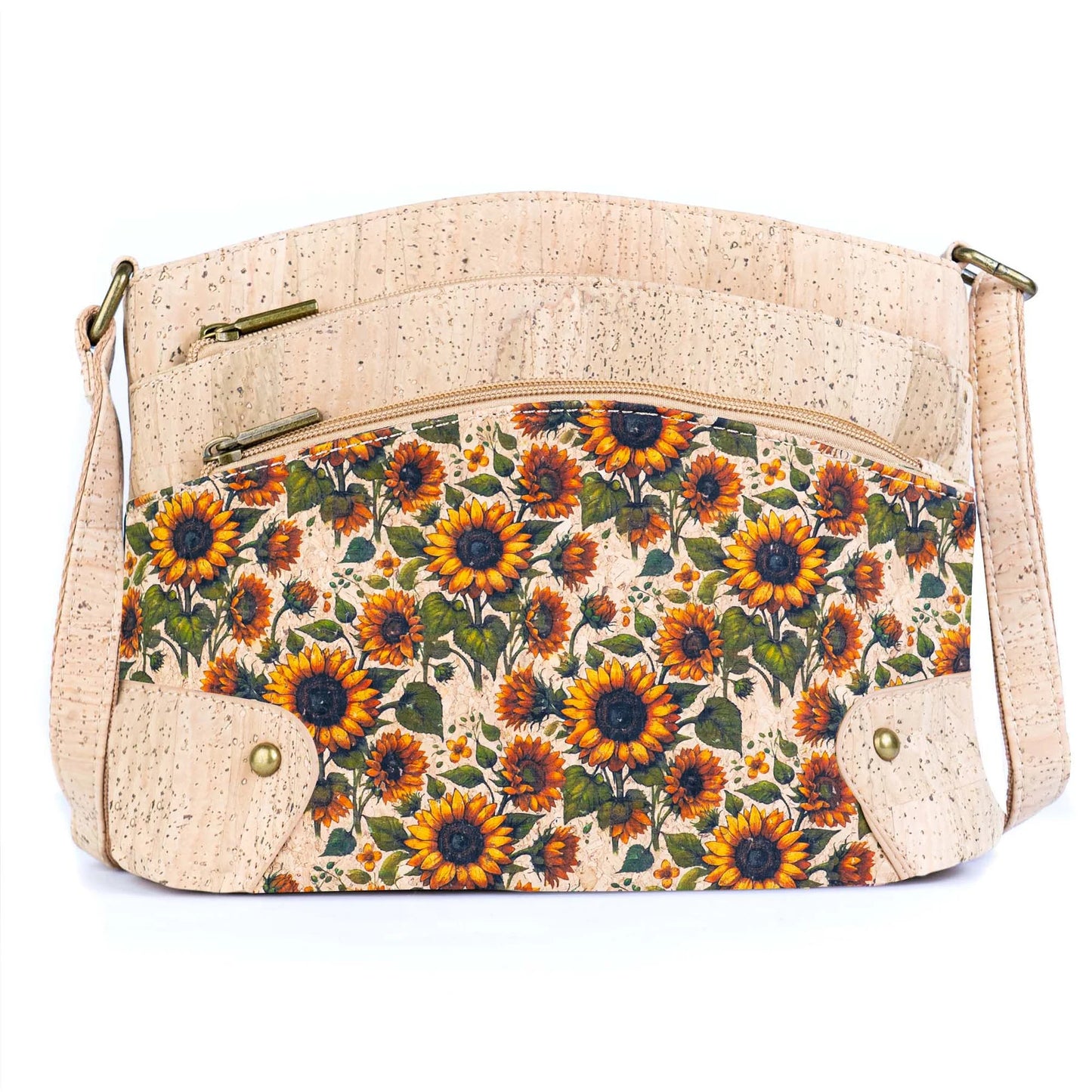 Crossbody Bag with Adjustable Shoulder Strap-Multi-Pocket Cork Crossbody Bag