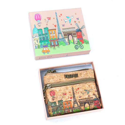 Coin Purse- City Print Cork Coin Purse Gift Set