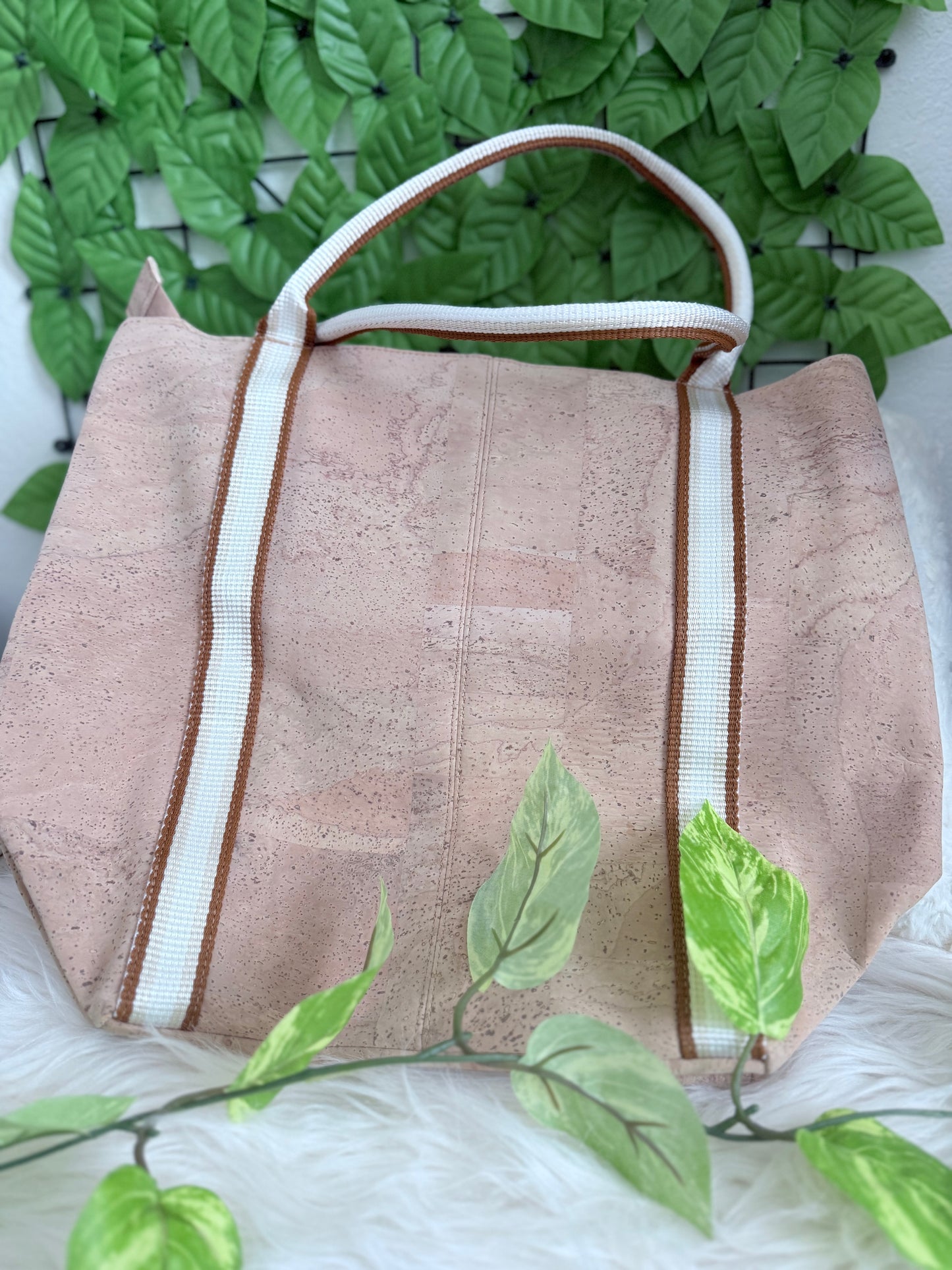 Shoulder Tote , Natural Women’s Cork & Webbing Shoulder Tote Bag