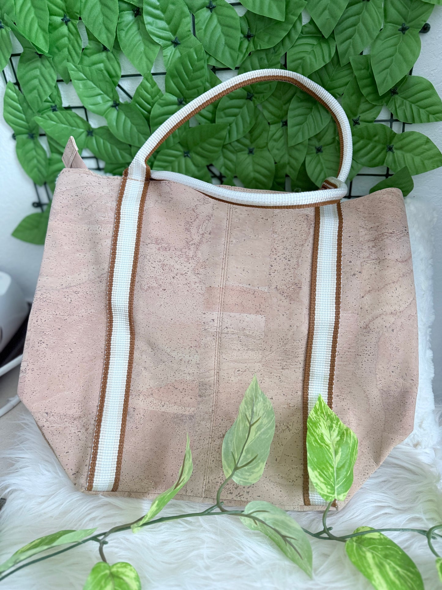 Shoulder Tote , Natural Women’s Cork & Webbing Shoulder Tote Bag