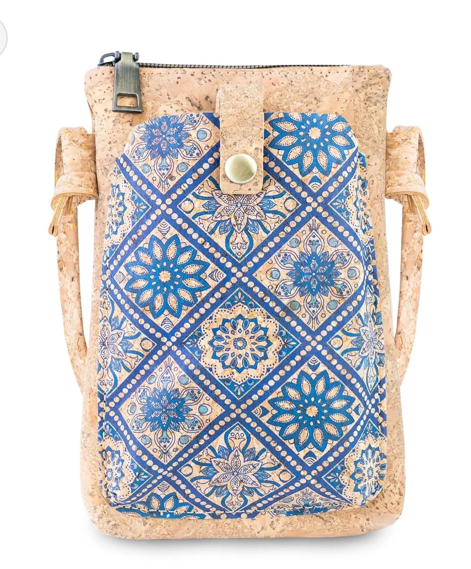 Natural Cork Phone Crossbody Bag with Front Pocket