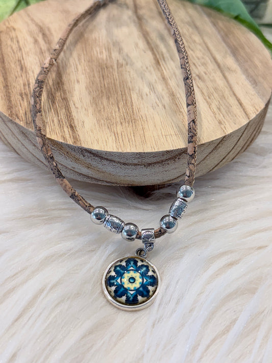 Necklace 3mm round mixed cork cord handmade Cork Necklace