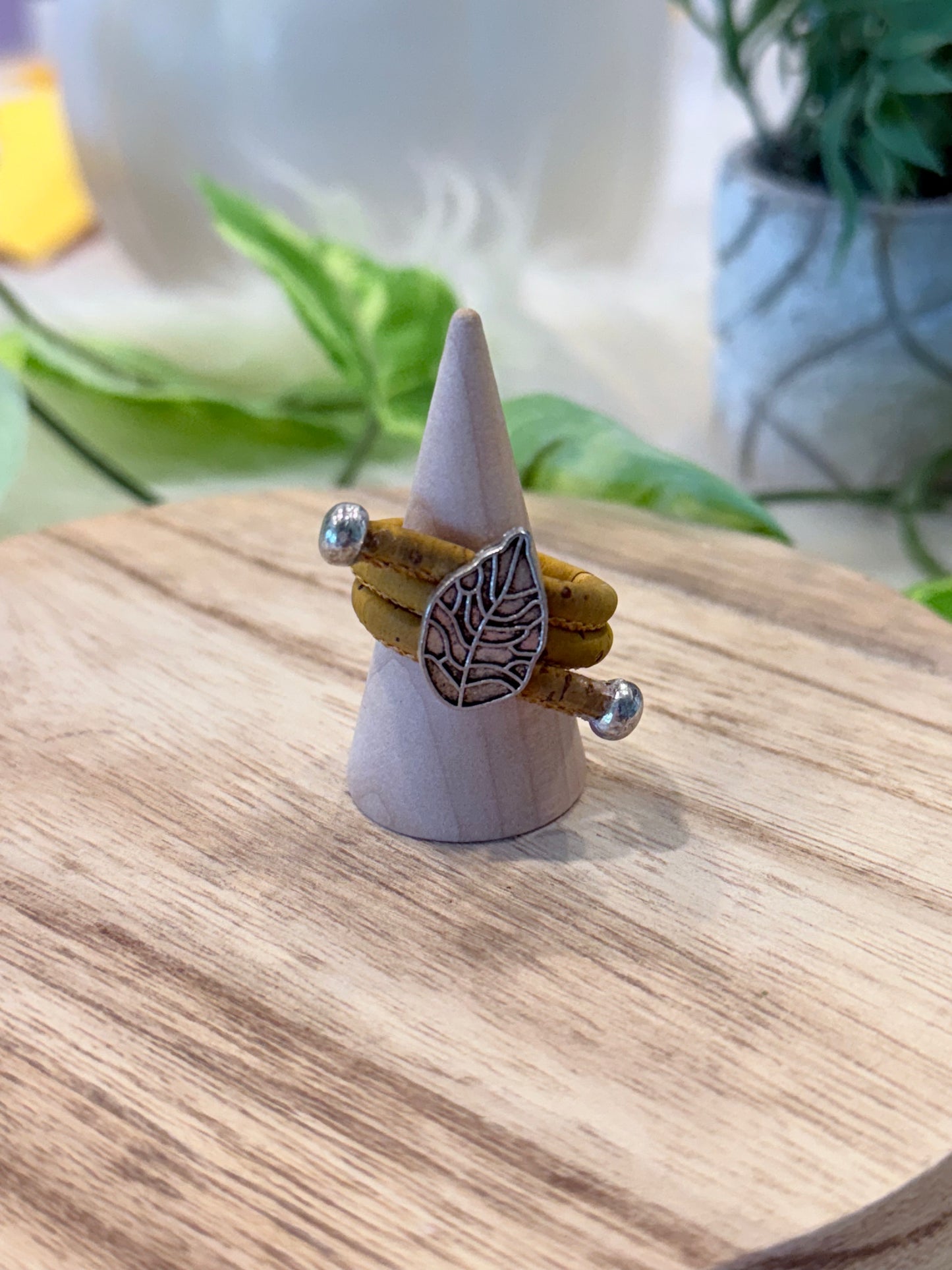 Ring Colorful Leaves ring handmade Cork Rings