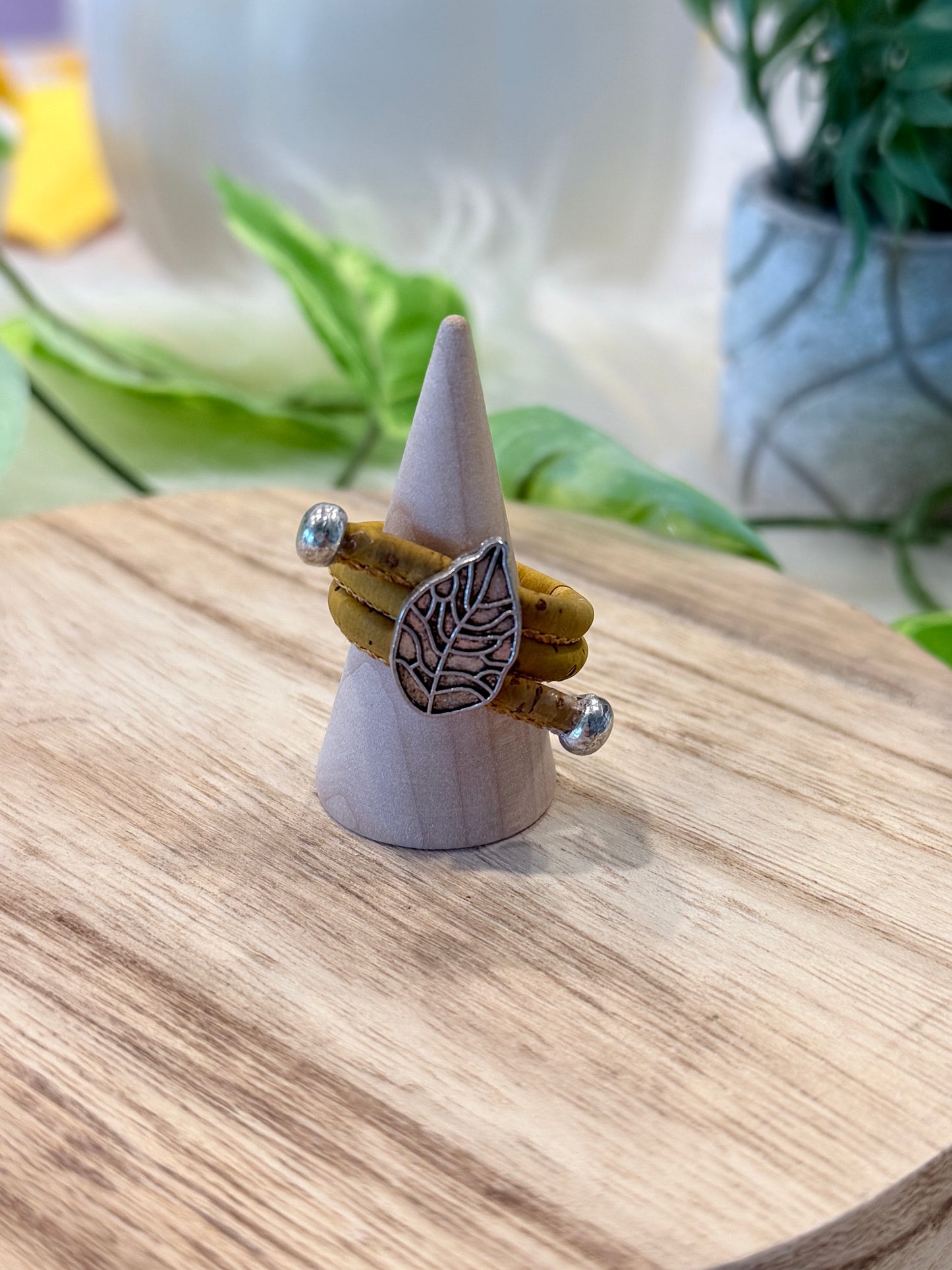 Ring Colorful Leaves ring handmade Cork Rings