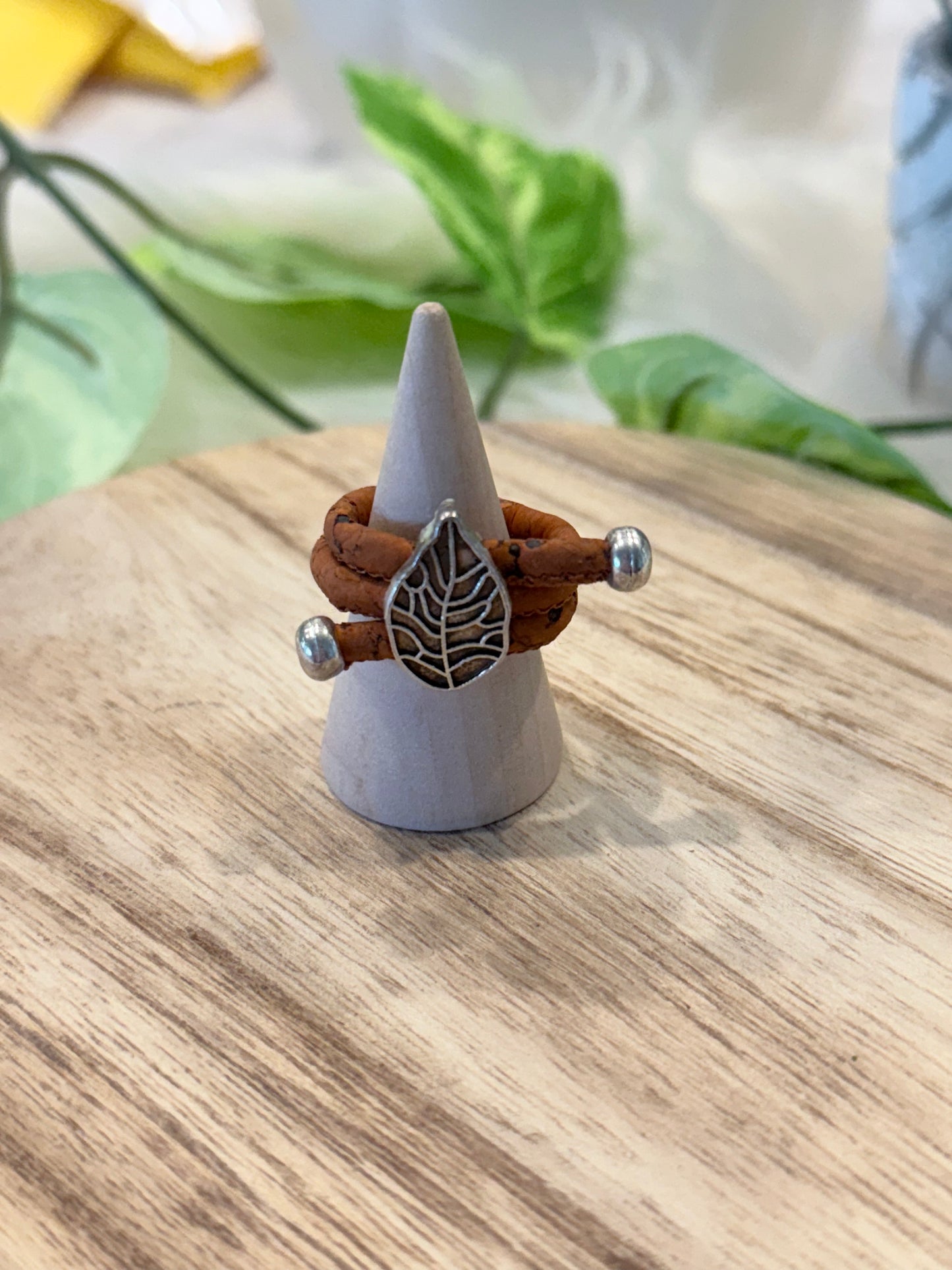Ring Colorful Leaves ring handmade Cork Rings