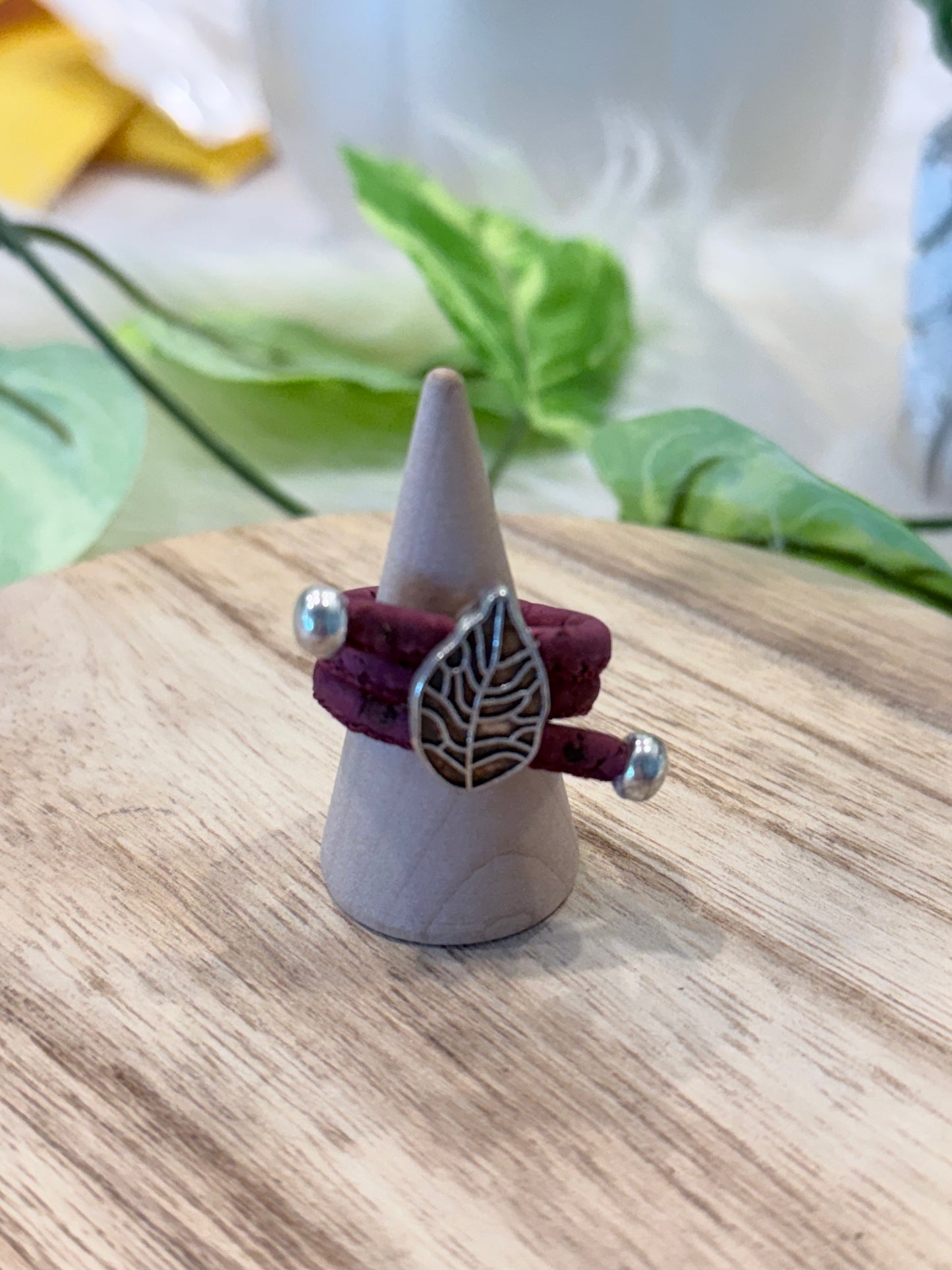 Ring Colorful Leaves ring handmade Cork Rings