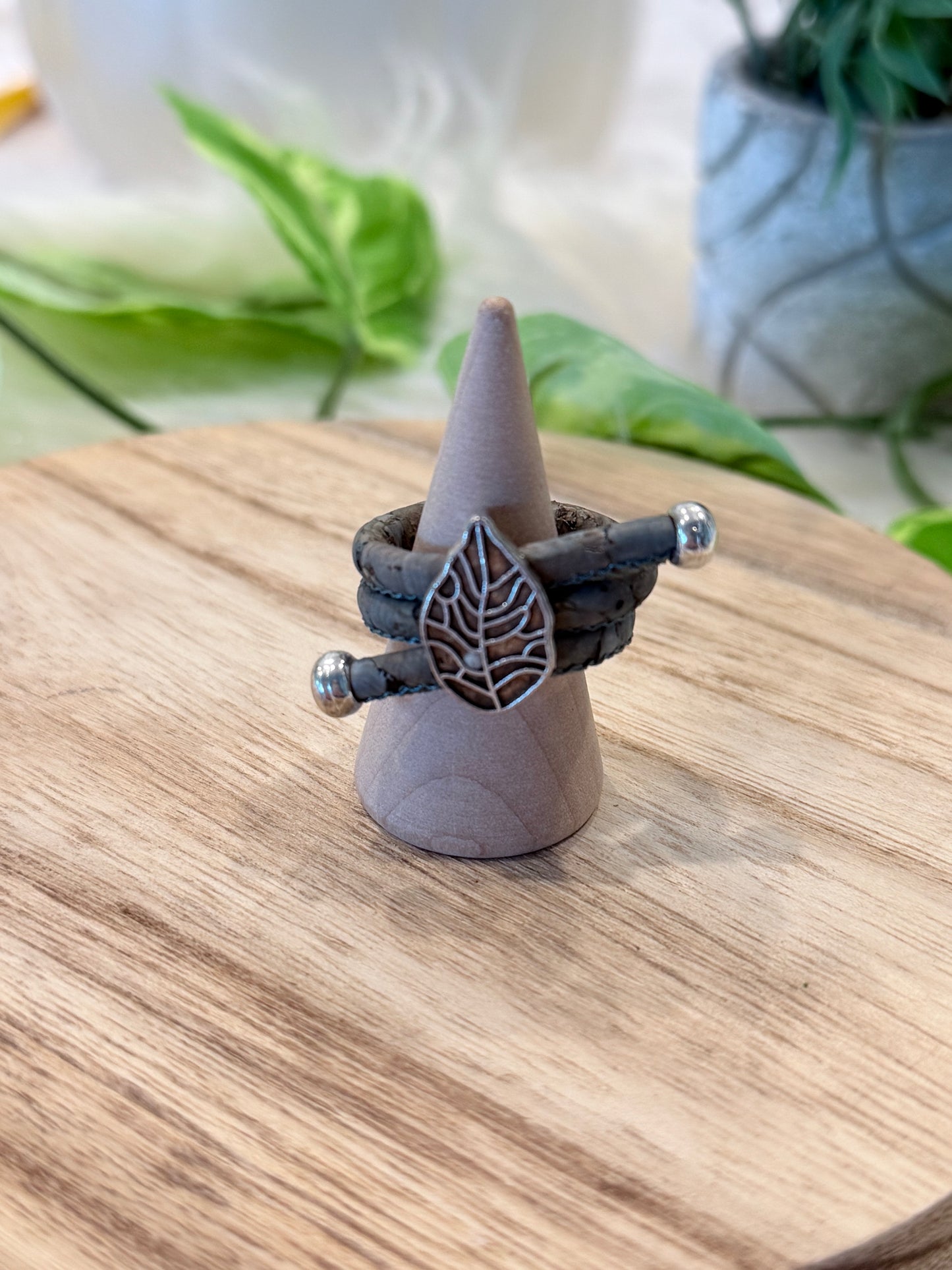 Ring Colorful Leaves ring handmade Cork Rings
