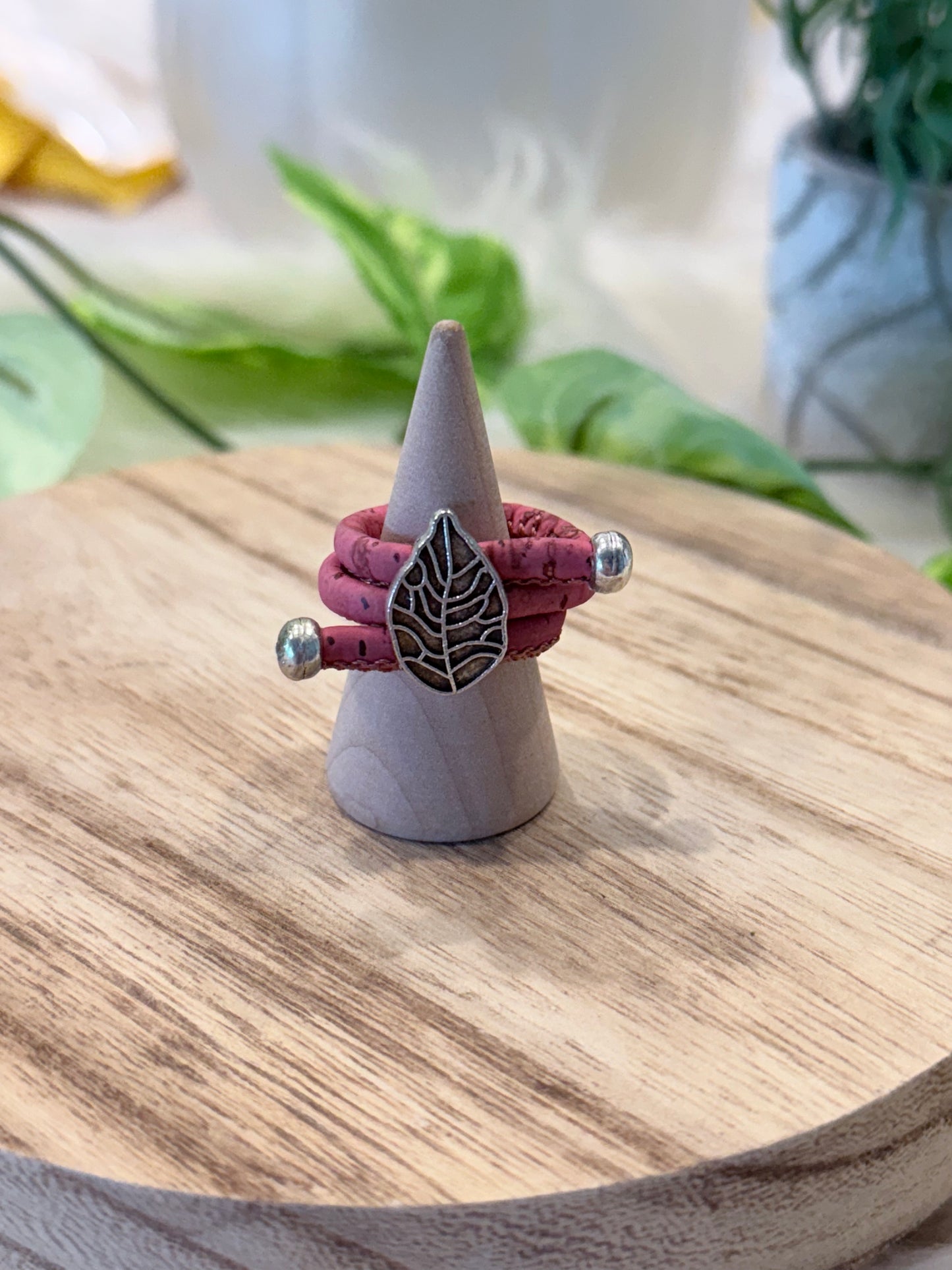 Ring Colorful Leaves ring handmade Cork Rings