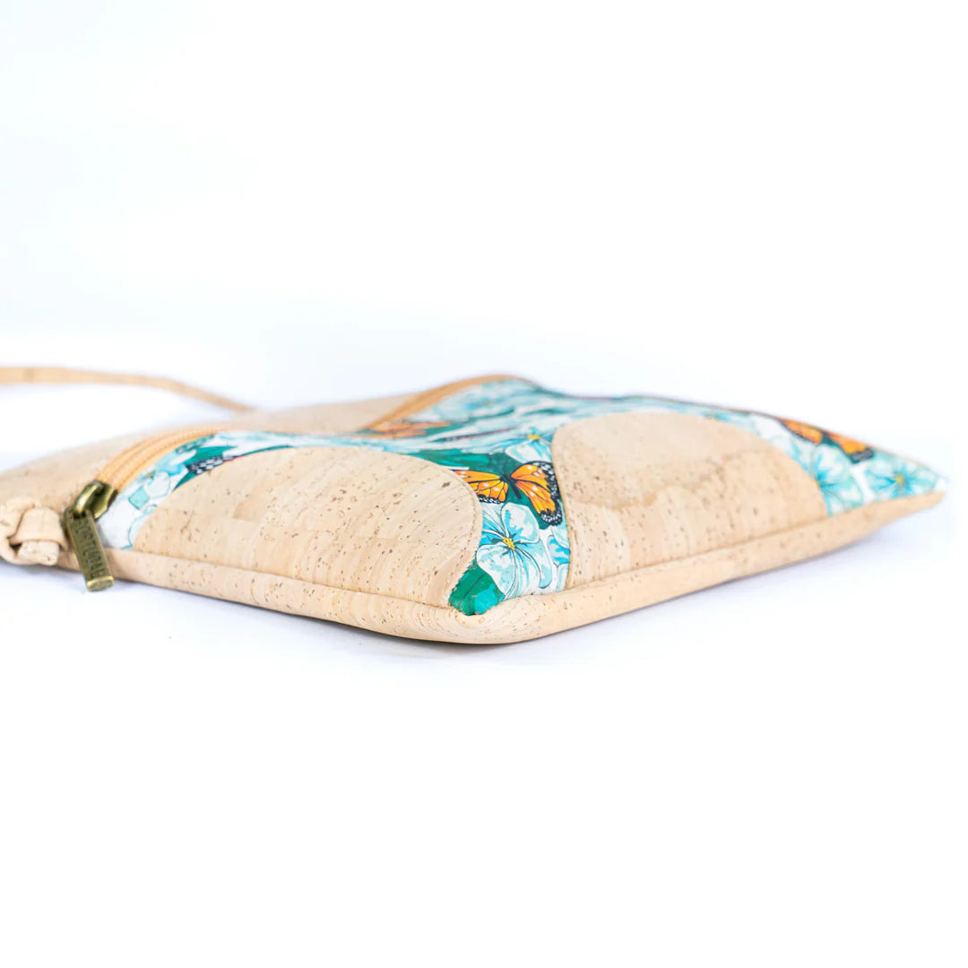 Crossbody natural Cork Butterfly Print Cork Crossbody Bag