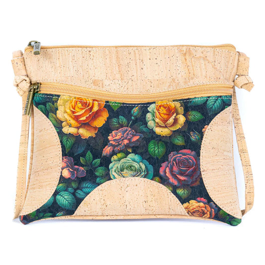 Crossbody  natural Floral Print Cork Crossbody Bag