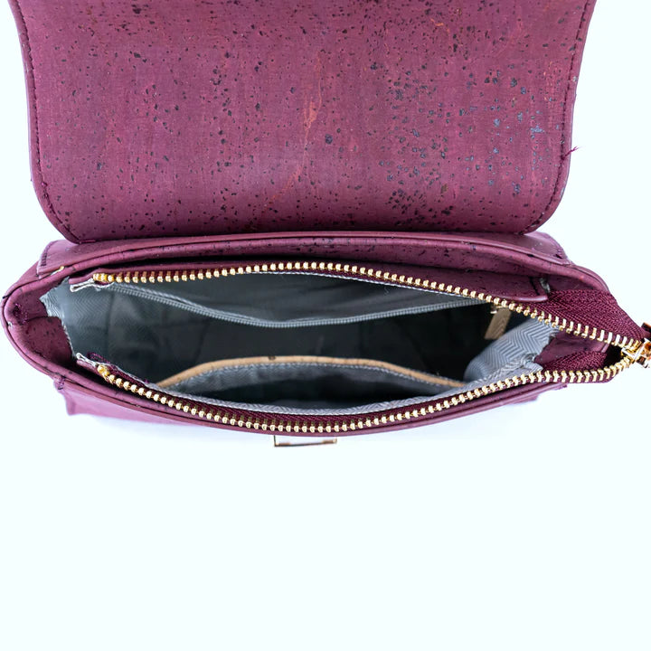 Crossbody Bag with Golden Lock Natural Cork Elegant Solid Cork Crossbody Bag with Golden Lock