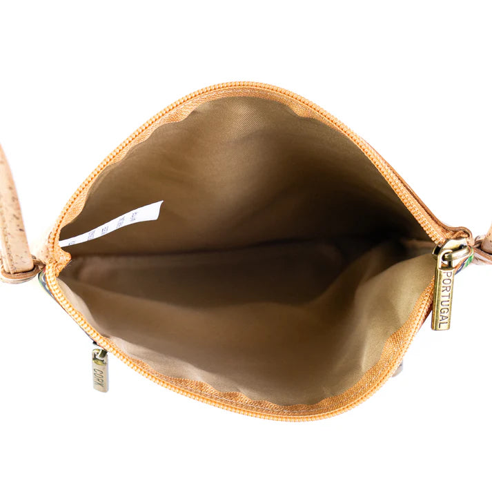 Crossbody Natural Cork  Bag with Floral Print - Vegan Leather Shoulder Bag