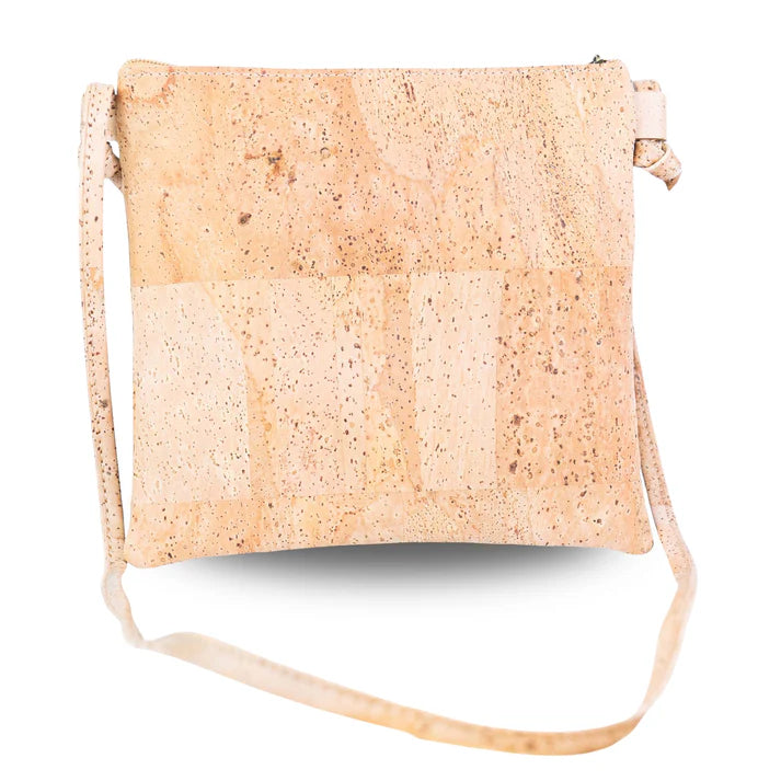 Crossbody Natural Cork  Bag with Floral Print - Vegan Leather Shoulder Bag