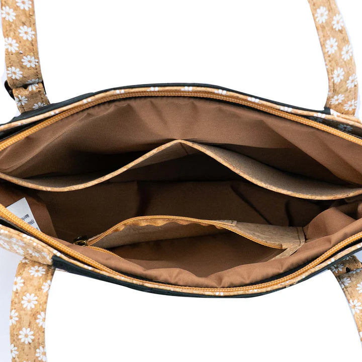 Shoulder Handbag Natural Floral Cork
