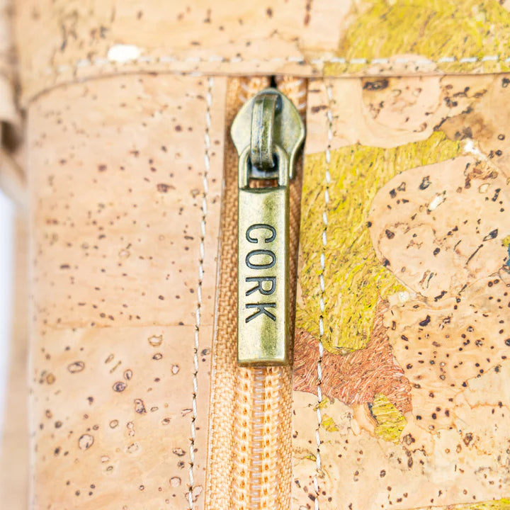 Crossbody  Natural Cork Bag with Dual Front Zippers