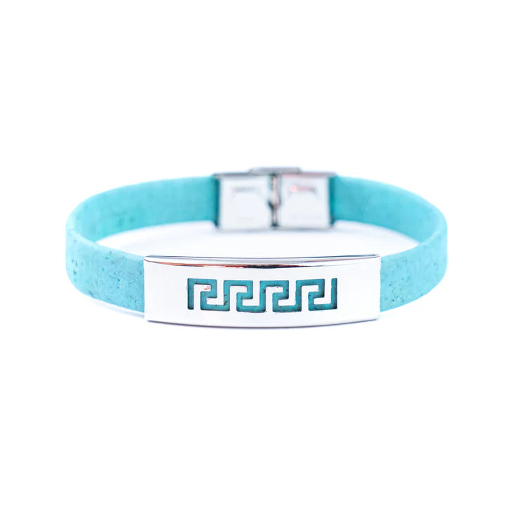 Bracelet -Handmade Unisex Bracelet – 10mm Flat Colored Cork Cord with Stainless Steel Hardware