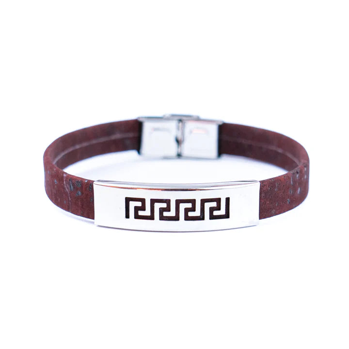 Bracelet -Handmade Unisex Bracelet – 10mm Flat Colored Cork Cord with Stainless Steel Hardware