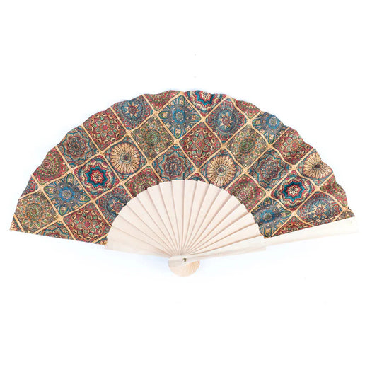 Hand Fan Natural Cork Antique Wooden Folding Hand Fan