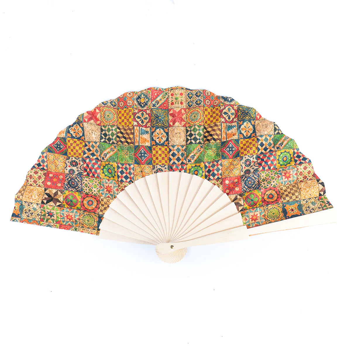 Hand Fan Natural Cork Antique Wooden Folding Hand Fan