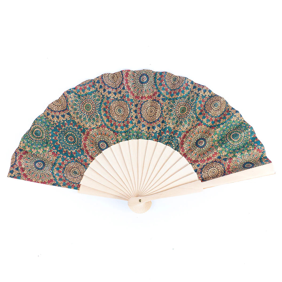 Hand Fan Natural Cork Antique Wooden Folding Hand Fan